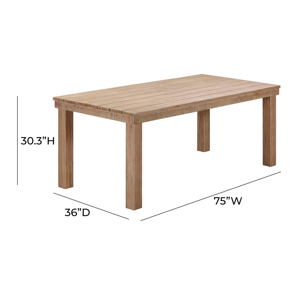 Cassie Natural Outdoor Rectangular Dining Table (75"-108") dimensions