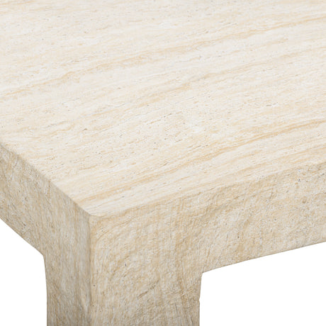 Roxanne 46" Faux Travertine Indoor/Outdoor Concrete Coffee Table - View 4