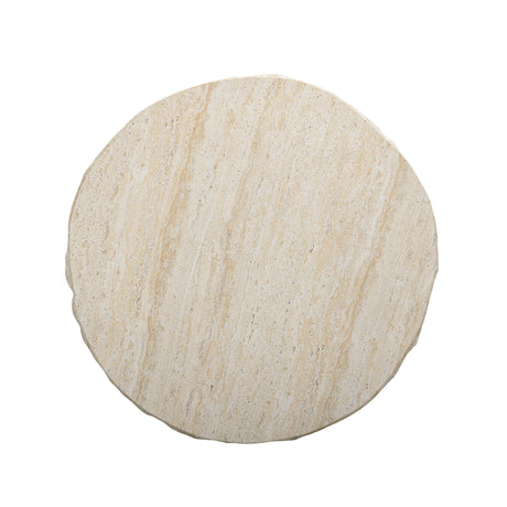 Roxanne Faux Travertine Indoor/Outdoor Concrete Side Table - View 4