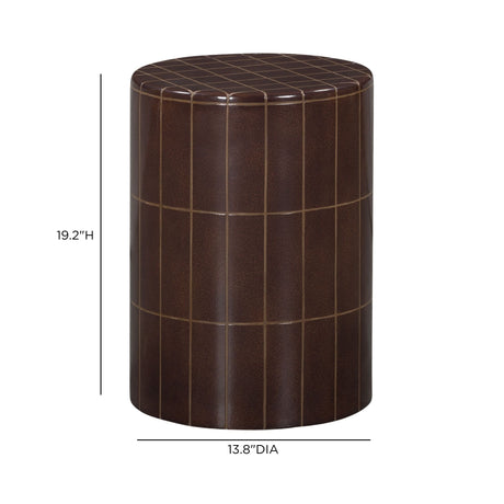 Studio portrait of Tatiana round concrete indoor outdoor side table