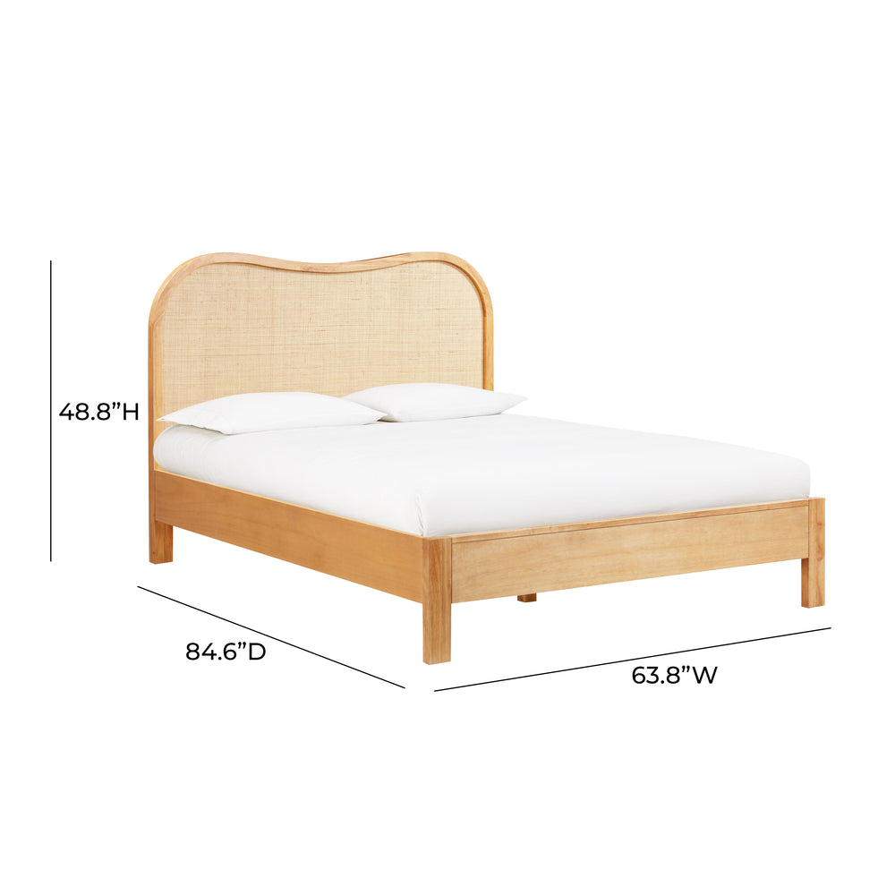 Grappa Natural Wood & Raffia Bed dimensions