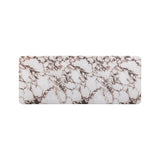 FOAK faux marble console desk styled in a modern entryway foyer setting