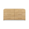 Front elevation of the Marissa 62 inch ash 6 drawer dresser showing seamless fronts