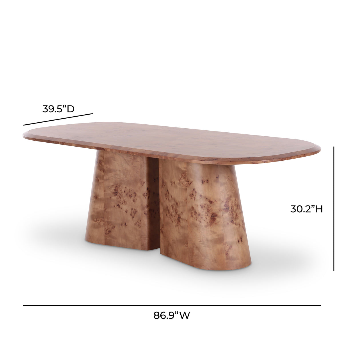 Gladyss 87" Burl Oval Dining Table - View 8