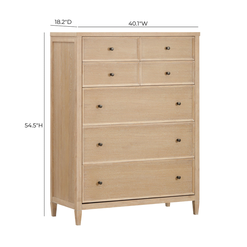 Bristol Park 40" Whitewashed Oak Wood 7-Drawer Chest dimensions