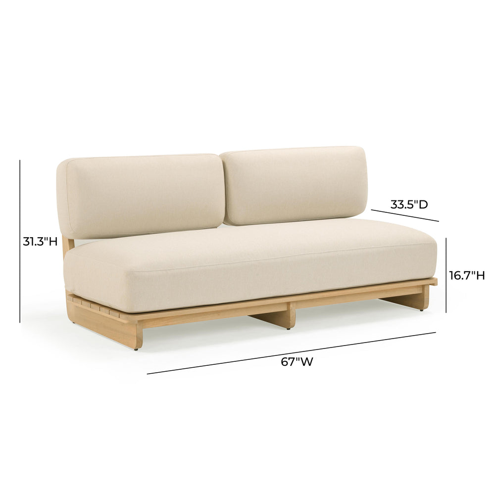 Reavan 67" Cream Outdoor Lounge Sofa dimensions