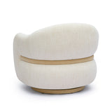 High-angle view of FOAK Salma upholstered chair showing tailored seam construction