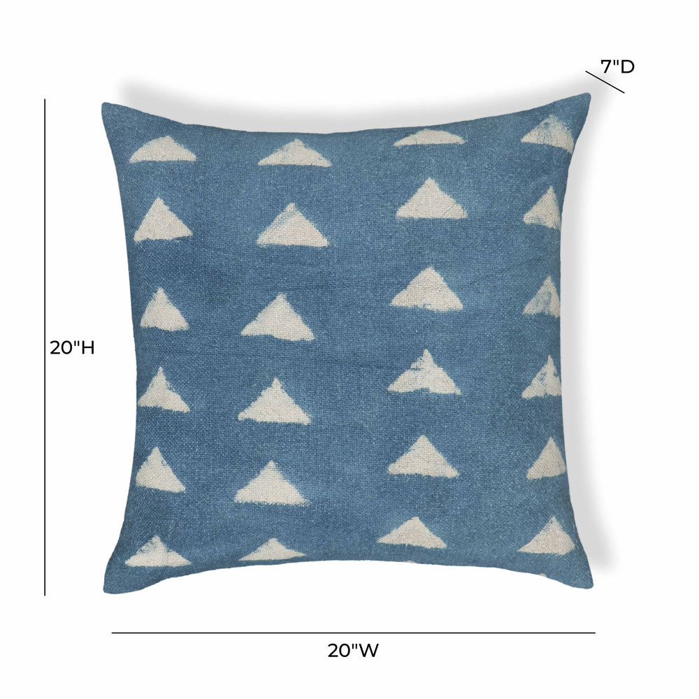 Indigo Triangles 20" Cotton Square Accent Pillow Cover dimensions