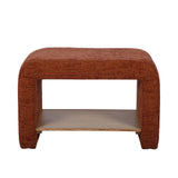 FOAK Alvie Railroad Chenille Storage End Table displaying curved silhouette
