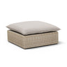 Cali Outdoor Ottoman with Grey Performance Fabric and Natural Wicker Base