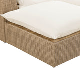 Cali 4-Piece Performance Fabric and Wicker Outdoor Sectional back view displaying woven wicker structure