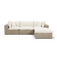 Cali 4-Piece Performance Fabric and Wicker Outdoor Sectional side angle showing modular arrangement