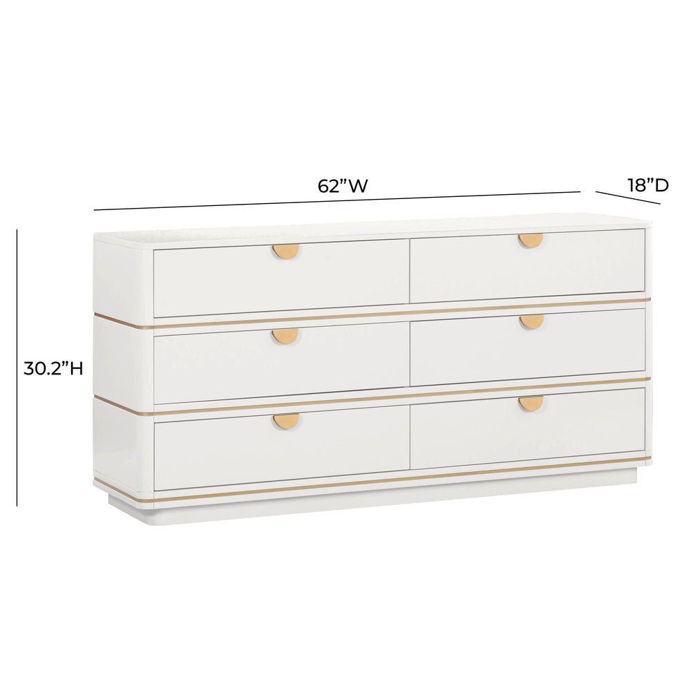 Julieta 62" Acacia Wood 6-Drawer Dresser dimensions