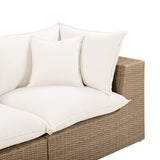 Front straight-on view of Cali loveseat showing low-profile modern silhouette