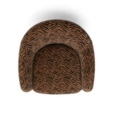 Rear view of FOAK Salma accent chair highlighting sculptural rounded back design
