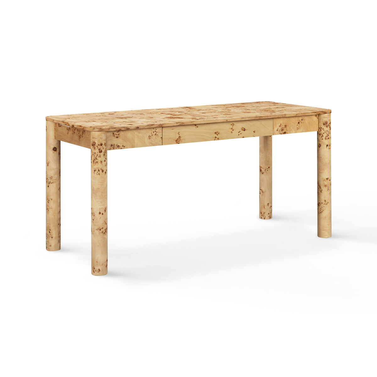 Berri 60" Natural Burl 3-Drawer Work Desk - View 1