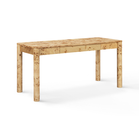 Berri 60" Natural Burl 3-Drawer Work Desk - View 1