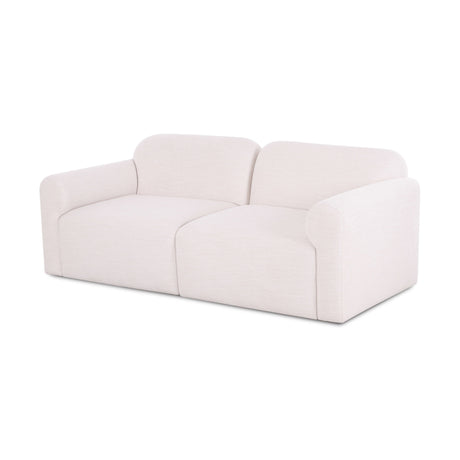Gorge modular loveseat in cream three-quarter profile showing clean architectural lines