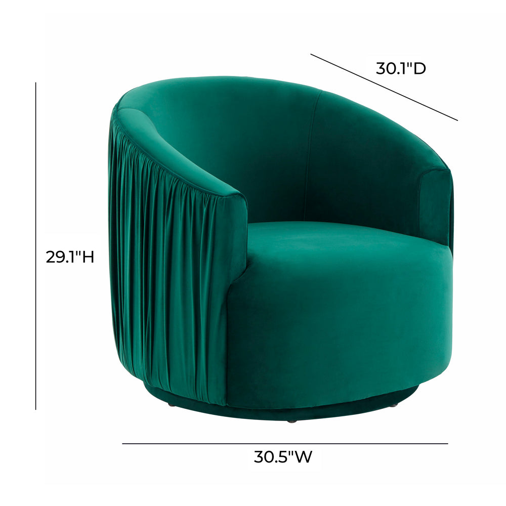 London Pleated Velvet Swivel Chair dimensions