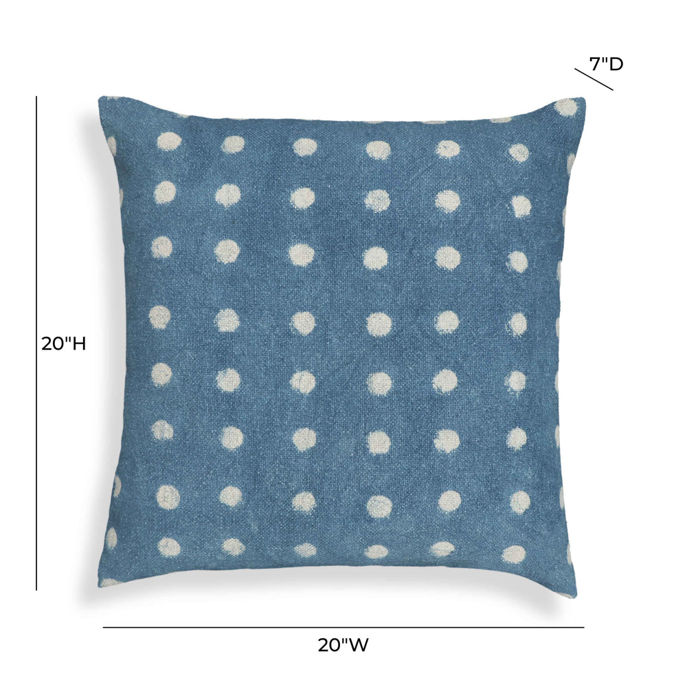 Indigo Dots 20" Cotton Square Accent Pillow Cover dimensions