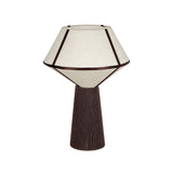 Josephine Upwards Table Lamp with neutral fabric shade and contrast piping front view