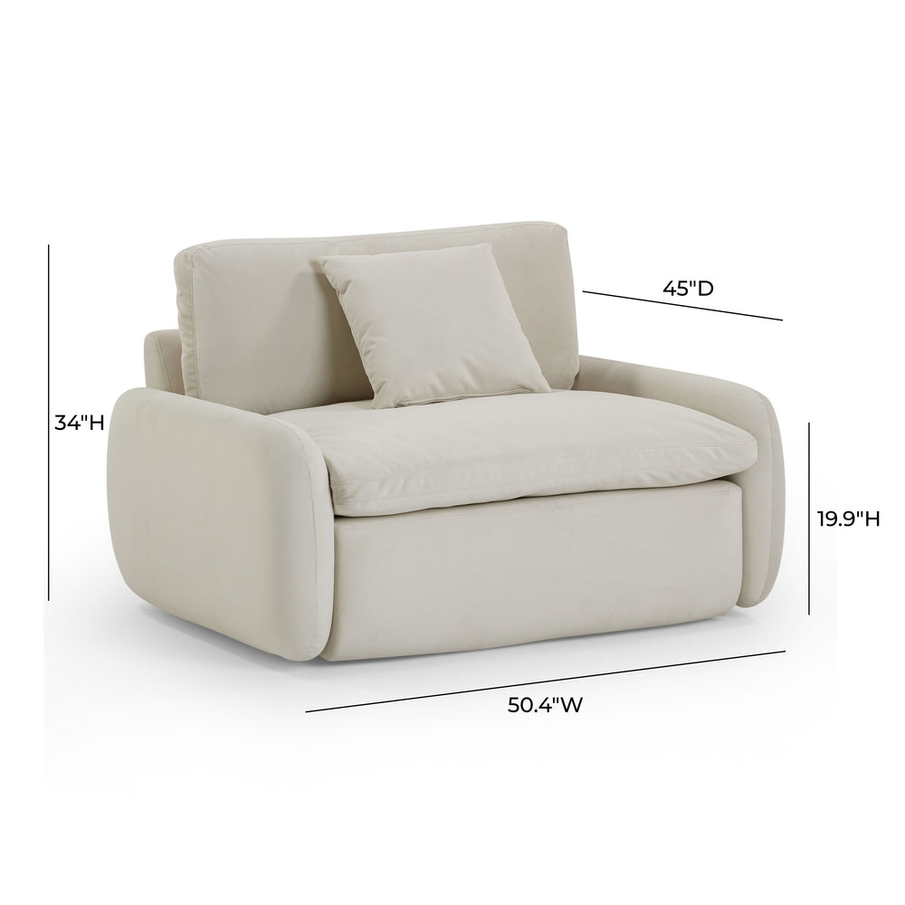 Rachelle Cream Velvet Lounge Chair dimensions