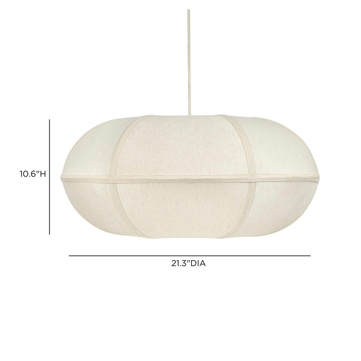 Architectural styling shot of the Josephine oblong fabric pendant light in a minimalist Japandi living room