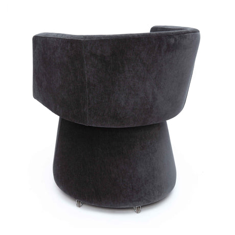 Kristen Rolling Desk Chair in Black chenille front view