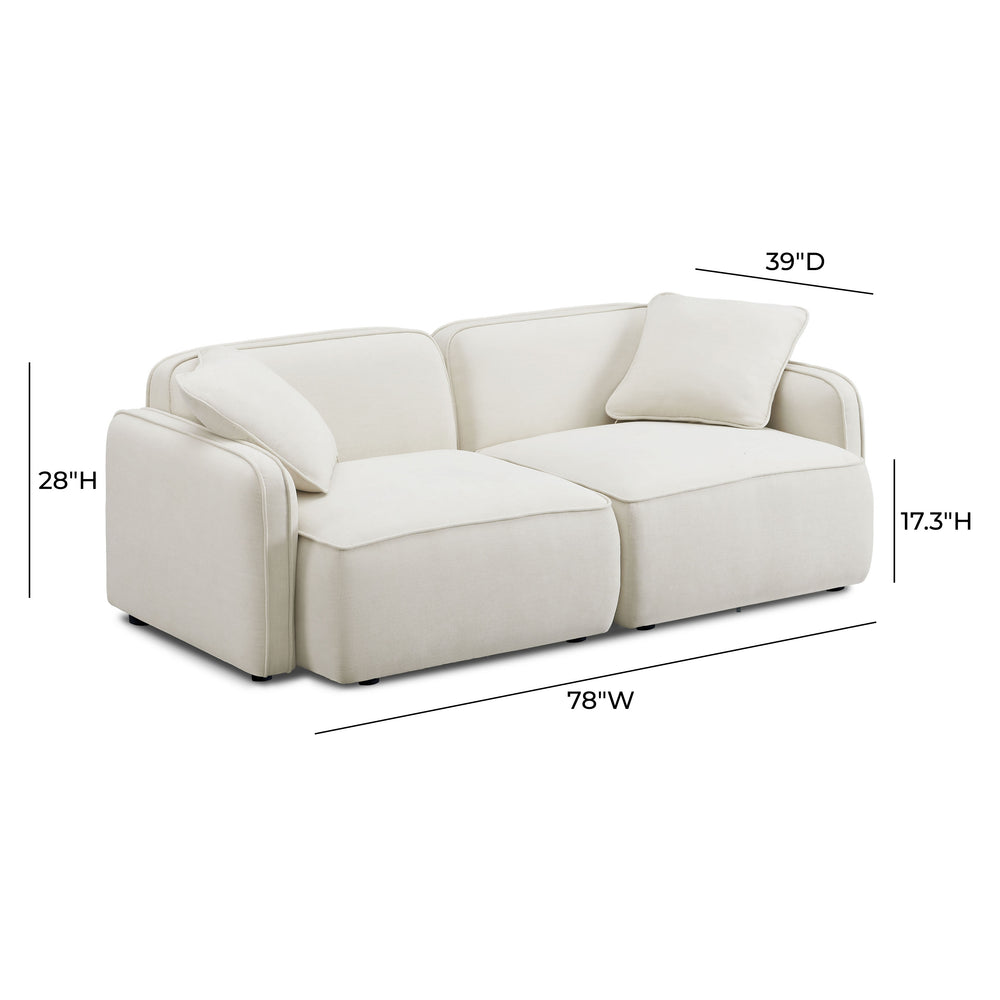 Travie Sand Upcycled Linen Modular Loveseat dimensions