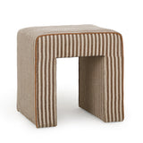 Byron Square Cotton Jute Ottoman positioned in coastal modern seating area