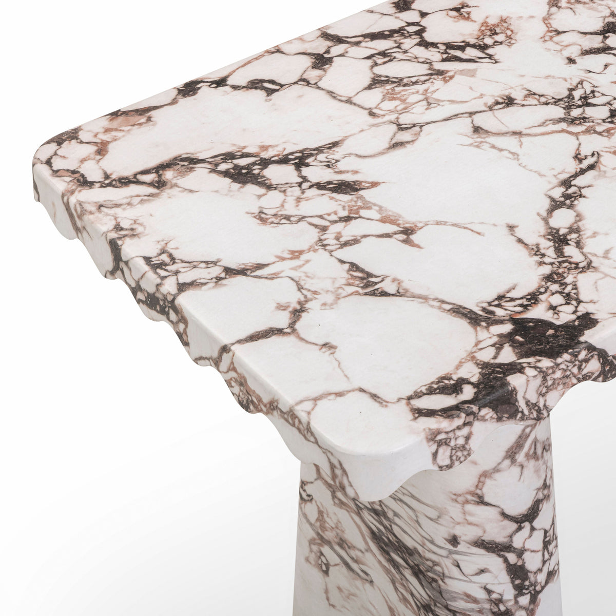 Side view of Janice contemporary console desk showing structural concrete base