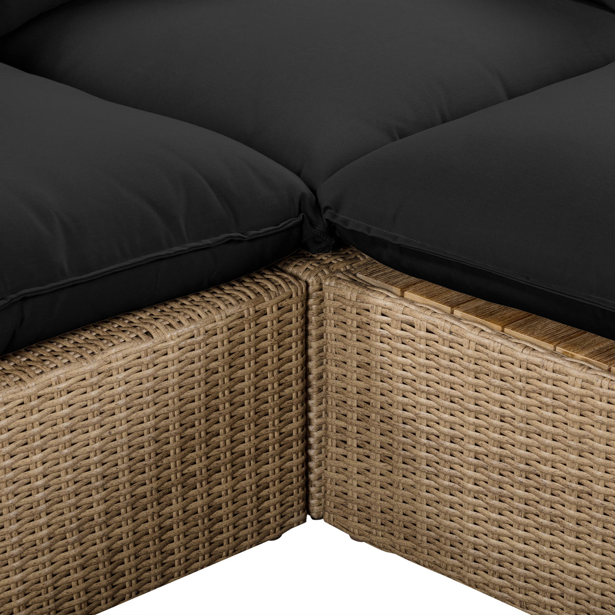 Cali 4-Piece Performance Fabric and Wicker Outdoor Sectional Black and Brown architectural terrace