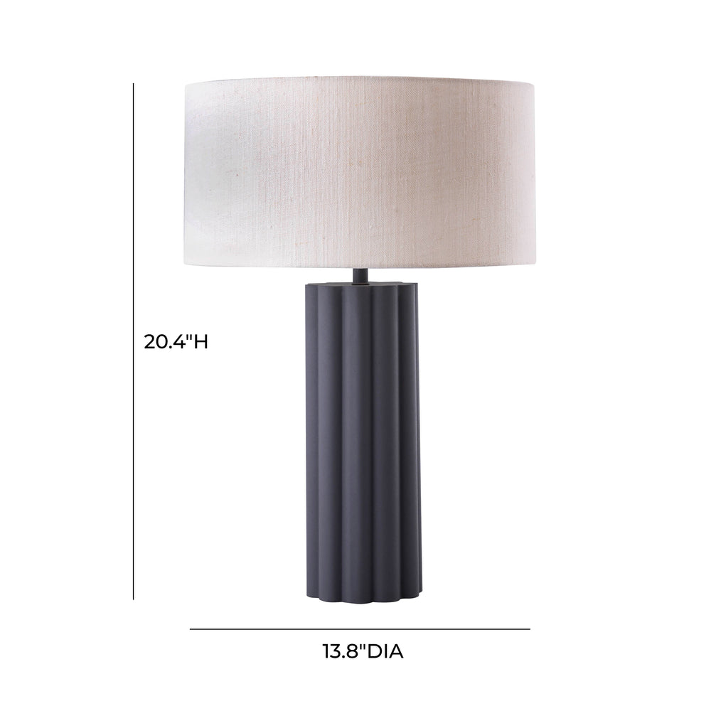 Latur Table Lamp with Linen Drum Shade - Modern Cottage Style Iron Base Accent Lighting dimensions