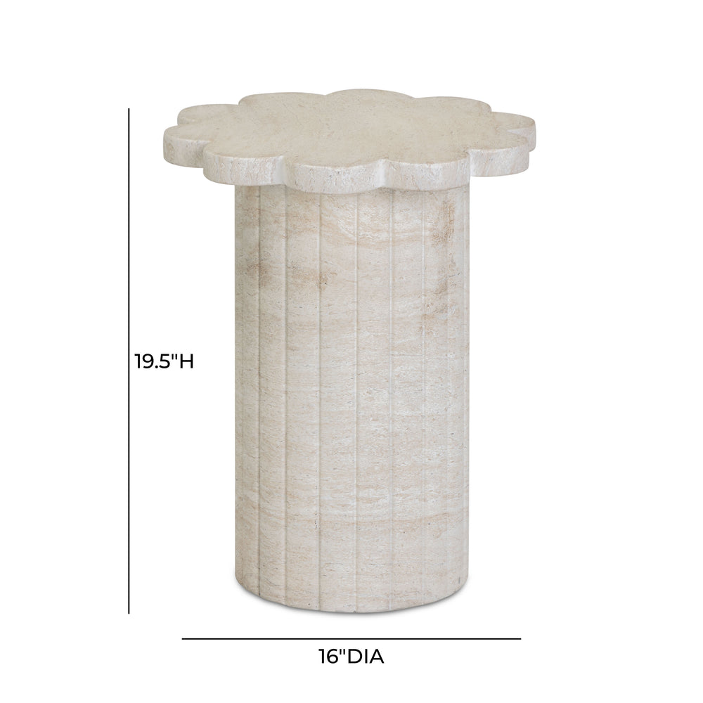 Blossom Faux Travertine Indoor/Outdoor Concrete Side Table dimensions