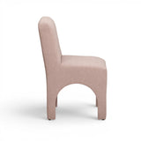 Tomlin Performance Chenille Dining Chair in Tan side view displaying arched legs