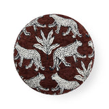Dex plush round ottoman styled in modern transitional living room