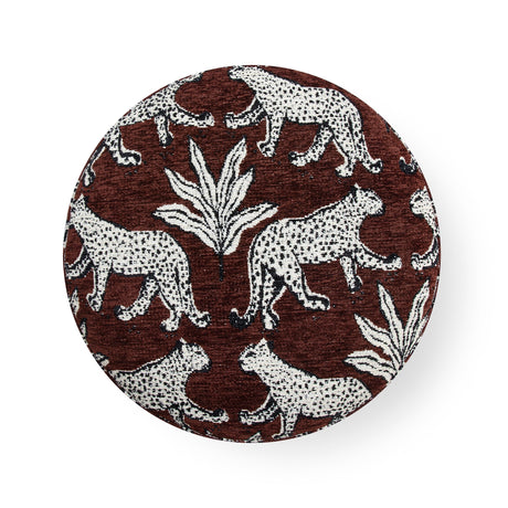 Dex plush round ottoman styled in modern transitional living room