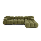 Calliope modular sectional showing curved corner chair profile and plush foam cushioning