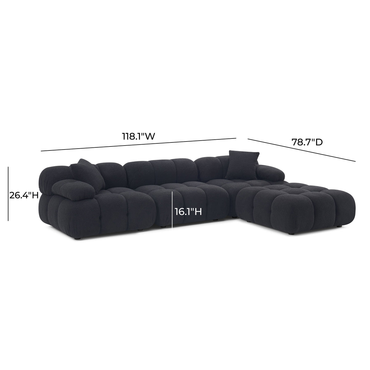 Calliope modular sectional styled with modern neutral decor and lighting