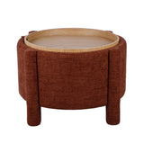 Bellamy Railroad Chenille Storage Stool in Brown with reversible tray top exposed