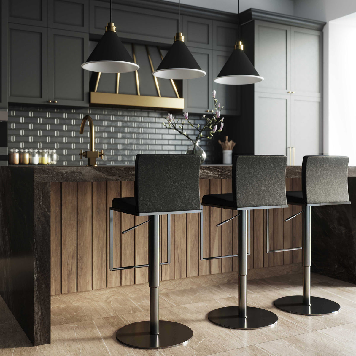 Amalfi Performance Vegan Leather Adjustable Stool - View 35