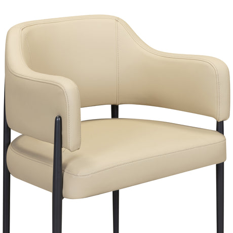 Detailed close-up of contract-grade vegan leather upholstery and durable stitching