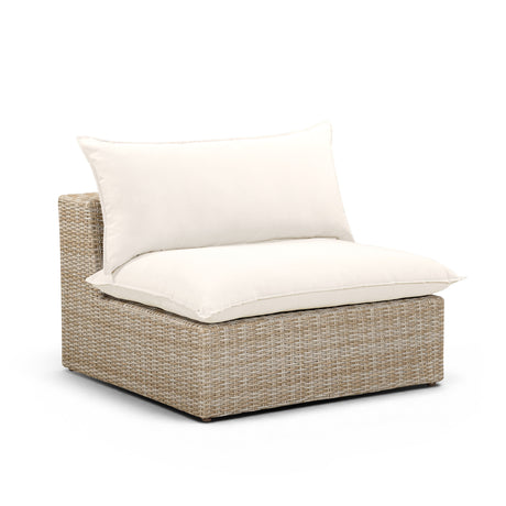 Overhead top-down perspective of the Cali outdoor armless chair thick seat cushion