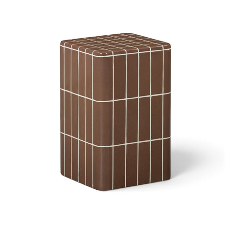 Tatiana square concrete side table showing glazed faux ceramic tile texture