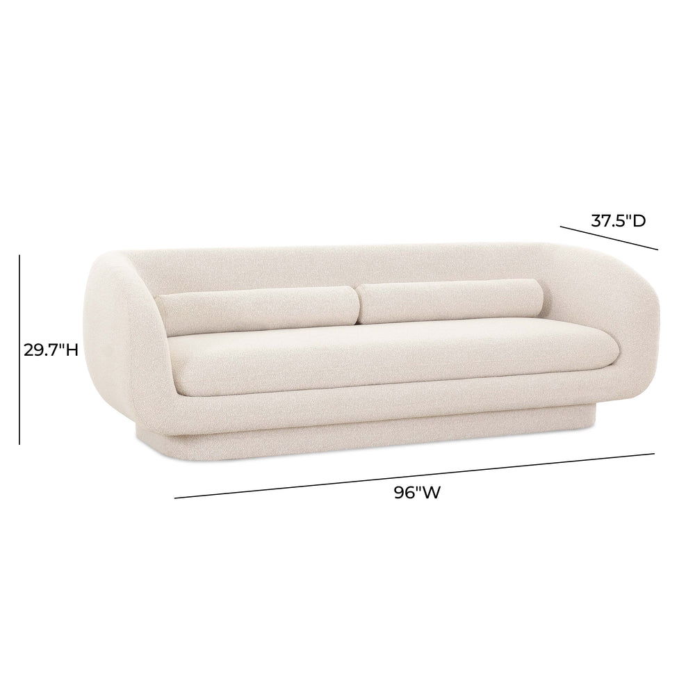 Simone 96" Cream Boucle Sofa dimensions