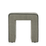 Byron Square Cotton Jute Ottoman showing waterfall silhouette and faux leather piping