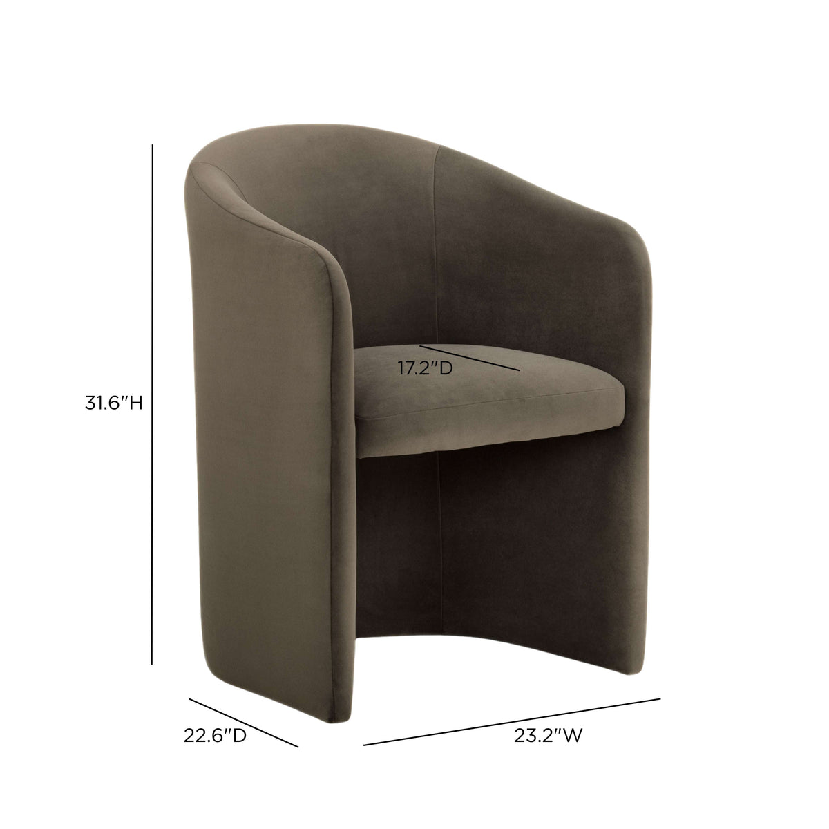 Detailed stitching and smooth tailoring along the curve of the Seraphina dining chair
