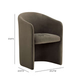 Detailed stitching and smooth tailoring along the curve of the Seraphina dining chair