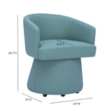 Kristen Rolling Desk Chair in Sea Foam Green base with hidden casters