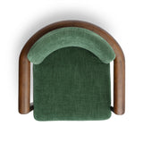 Overhead top view of the ergonomic seat cushion and curved backrest